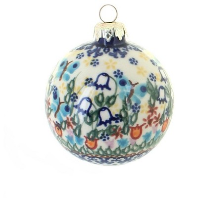 Blue Rose Polish Pottery Garden of Eden Large Christmas Ball