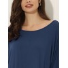 cheibear Women's Soft Three Quarter Sleeve Solid Slit Hem Pajama Dress - 4 of 4