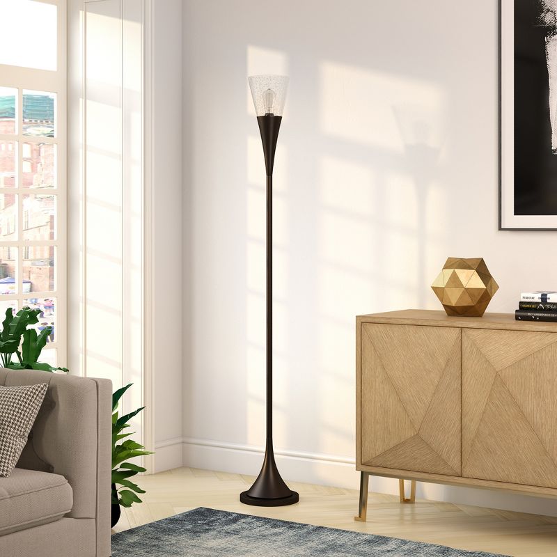 Hampton & Thyme Torchiere Floor Lamp with Glass Shade , 3 of 10