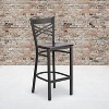 Emma and Oliver 2 Pack "X" Back Metal Restaurant Barstool - 2 of 4