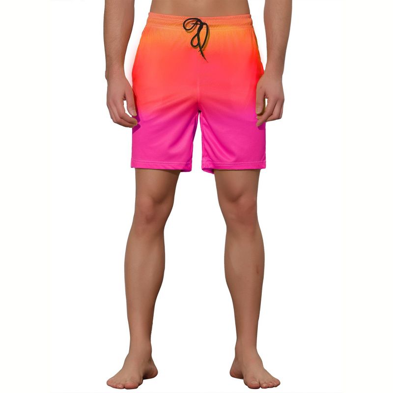 Lars Amadeus Men's Contrast Color Drawstring Waist Beach Swimwear Shorts, 5 of 6