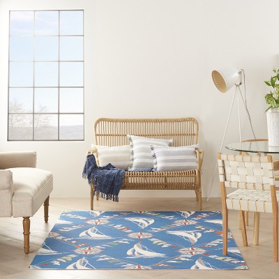 Nautical Blue Rectangular Synthetic Indoor/Outdoor Area Rug