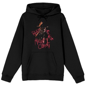 Nightmare On Elm Street Ready Or Not Here I Come Long Sleeve Women's Black Hooded Sweatshirt - 1 of 3
