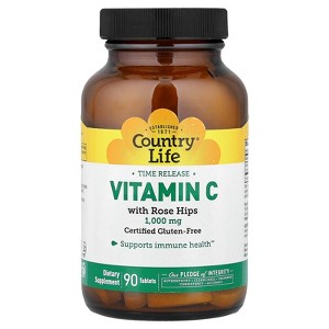 Country Life Time Release Vitamin C with Rose Hips, 1,000 mg, 90 Tablets - 1 of 4
