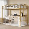 TackView Twin Size Loft Bed, Metal Loft Bed Frame with Arched Guardrail and Safety Ladder, Space-Saving, Heavy Duty - 3 of 4