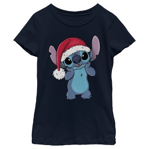 Girl's Lilo & Stitch Santa Surprise T-Shirt - 1 of 4