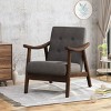 Mid Century Modern 1 Piece Wooden Fabric Upholstered Armchair,Tufted Comfy Reading Chair with Armrest,Living Room Bedroom Armchair-Coolbibila - 2 of 4