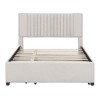 MAYEERTY Full Size Upholstered Platform Bed, 2 Drawers Twin Trundle Classic Headboard, Bedroom, Beige - 4 of 4