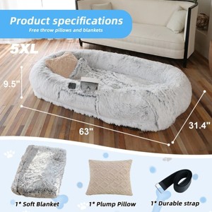 Human Dog Bed, Large Size Fits You and Pets, Washable Faux Fur Dog Bed for People Doze Off, Napping Orthopedic Dog Bed - 1 of 3