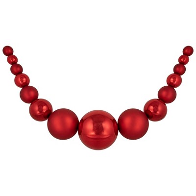 Northlight 6' Red Shiny And Matte Shatterproof Ball Christmas Swag : Target