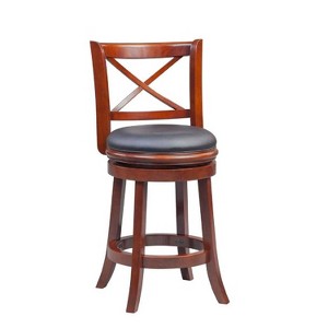Boraam 24" Georgia Swivel Hardwood Counter Height Barstool Light Cherry: Upholstered, X-Back, Fixed Height - 1 of 4