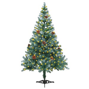 vidaXL Frosted Christmas Tree with LEDs&Pinecones Accessory Ornament Light Display - 1 of 4