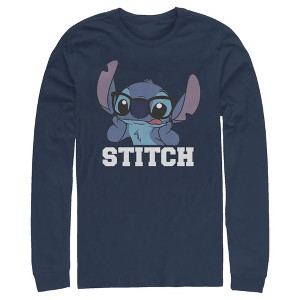 Men's Lilo & Stitch Silly Black Glasses Long Sleeve Shirt - 1 of 4