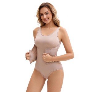 INSPIRE CHIC Women's 3 Rows Waist Cincher Butt Tummy Control Full Shapewear Body Shaper - 1 of 4