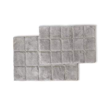 Plush and Absorbent Non-Slip Cotton Checkered 2-Piece Bath Rug Set by Blue Nile Mills