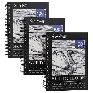 Bright Creations 3-Pack Art Sketchbook for Drawing, Spiral Bound Notebook for Doodling, 100 Acid Free Ivory Color Sheets Each, 68lb/100gsm, 5.5 x 8.5" - 1 of 4