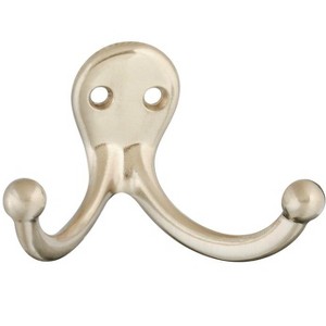 National Hardware 2.93 in. L Satin Nickel Silver Zinc Double Clothes Hook 35 lb. cap. - Case of 1 - 1 of 1