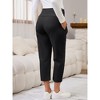 INSPIRE CHIC Women's Cotton Maternity Pants Pleated Over Belly Straight Elastic Waist with Pocket Slack Pregnancy Lounge - 4 of 4