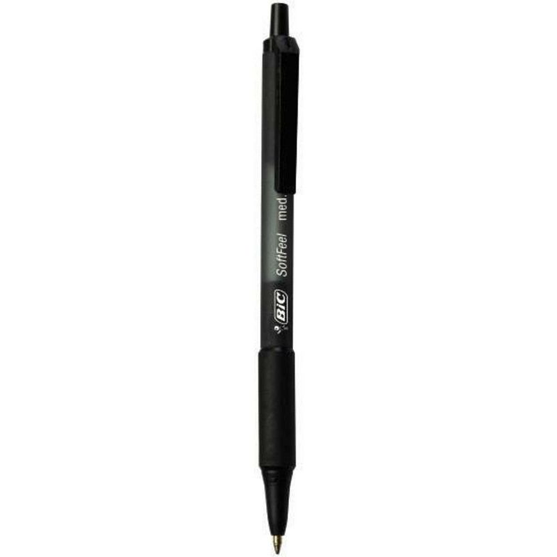 BIC Soft Feel Non-Refillable Ballpoint Pen, 1 mm Medium Tip, Black, Pack of 12, 1 of 2