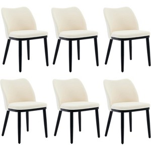 Velvet Upholstered Dining Chairs Set, Modern Kitchen Side Chairs with Padded Seat, Back and Wooden Legs for Dining Room, Kitchen, Restaurant - 1 of 4