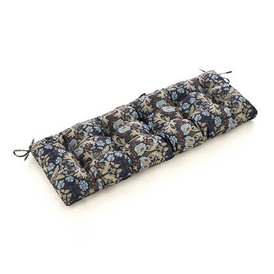 ARTPLAN Patio Bench Tufted Cushion with Tie,Outdoor Loveseat Cushion for Gliders,48x18 Inches,Floral