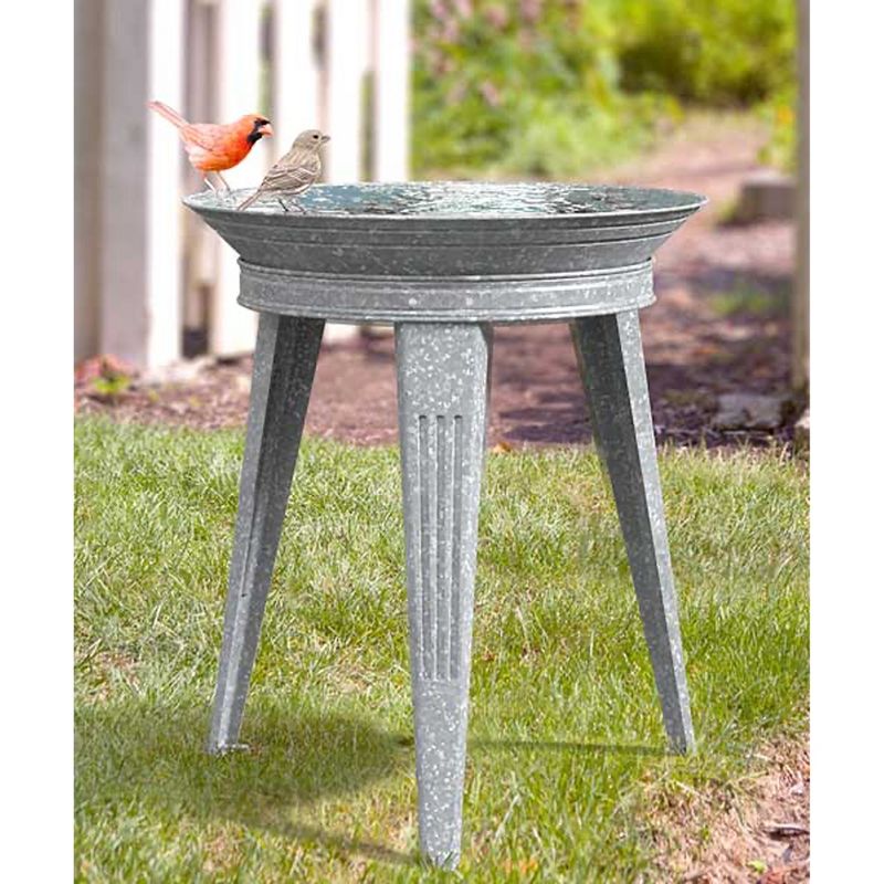 Panacea 82930 Galvanized Vinage Style 3 Legged Metal Bird Bath and Pedestal Stand for Patios, Porches, & Decks, 18 Inch Diameter, 22 Inch Height, Gray, 3 of 4