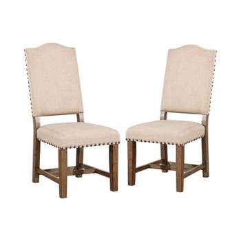 Set of 2 Jellison Transitional Fabric Dining Chair Light Oak - HOMES: Inside + Out