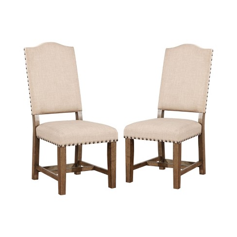 Set of 2 Jellison Transitional Fabric Dining Chair Light Oak HOMES Inside Out