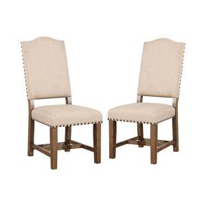 Set of 2 Jellison Transitional Fabric Dining Chair Light Oak - ioHOMES, Brown Beige