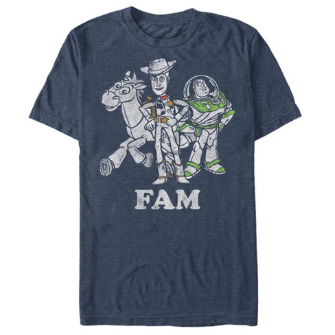 Men's Toy Story Buzz Lightyear and Woody Fam T-Shirt - Navy Blue Heather -  Small