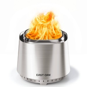 East Oak 17" Smokeless Round Outdoor Fire Pit Silver: Stainless Steel, Rust & Heat-Resistant, No Assembly Required - 1 of 4