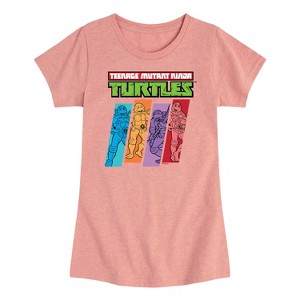 Girls' - Teenage Mutant Ninja Turtles - Color Stripes Fitted Short Sleeve Graphic T-Shirt - 1 of 4