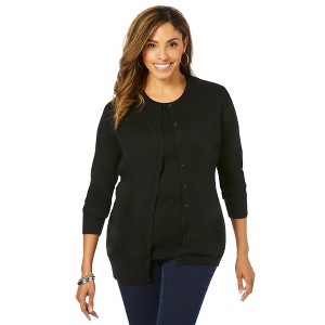 Jessica London Women's Plus Size Fine Gauge Cardigan - 1 of 4
