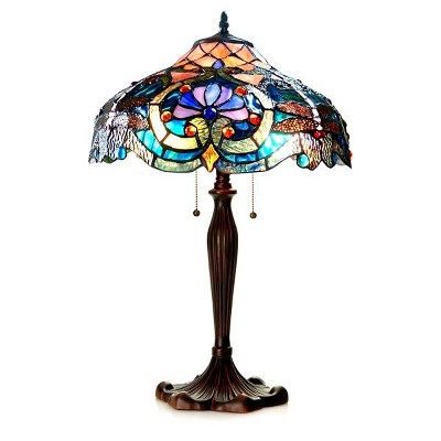 Chloe Lighting Lydia Tiffany-style 2 Light Victorian Table Lamp 17" Shade