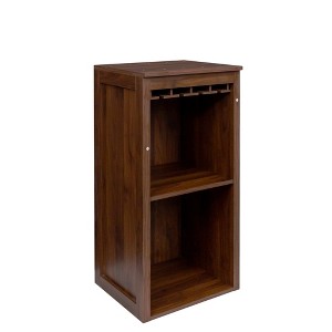Vynxaria Bar Serving Carts, 35-Inch Brown Walnut Modular Wine Cabinet with Hutch - 1 of 4
