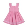 Hope & Henry Girls' Organic Pleated Flutter Sleeve Apron Dress with Embroidery, Kids - 3 of 4