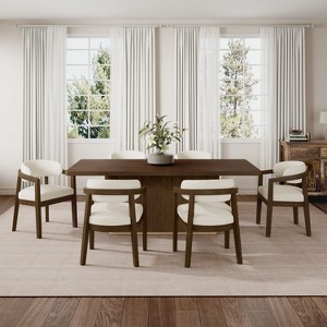Christopher Knight Home Grace Contemporary 7 Piece Rubberwood Upholstered Dining Set with Oversized Rectangular Table - 1 of 4