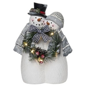 Transpac Resin 9 in. Multicolored Christmas Light Up Snow Couple - 1 of 2