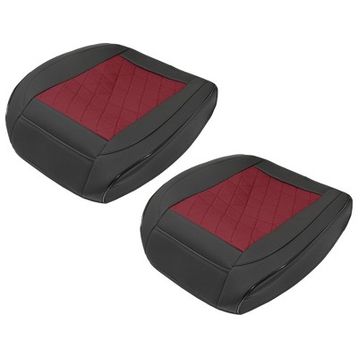 X-Autohaux Universal Comfortable PU Leather Automotive Seat Pads Black Red 2 Pcs