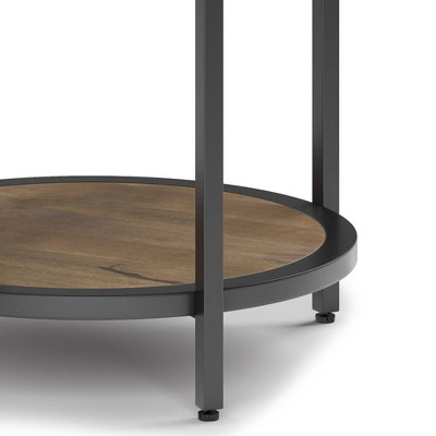 Alrich 18" Warm Grey Round Wood and Metal Side Table