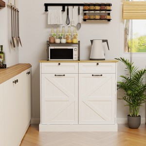 Kitchen Trash Can Storage Cabinet With 2 Drawers, 1 Tilt Out Trash Cabinet and 1 Door With Storage Rack & 2 Shelves For Kitchen, Dinning Room - 1 of 4