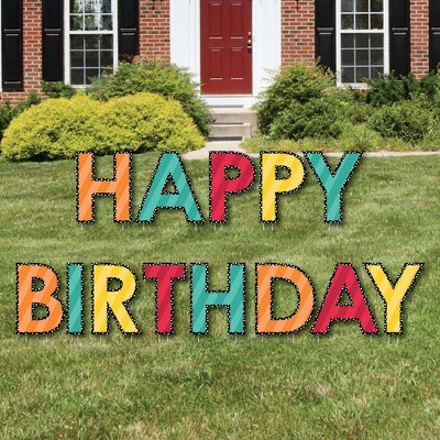 Big Dot of Happiness Colorful Happy Birthday - Yard Sign Outdoor Lawn Decorations - Birthday Yard Signs