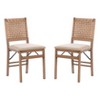 Linon Set of 2 Valley Woven Back Padded Seat Midcentury Modern Folding Chair Natural - 2 of 4