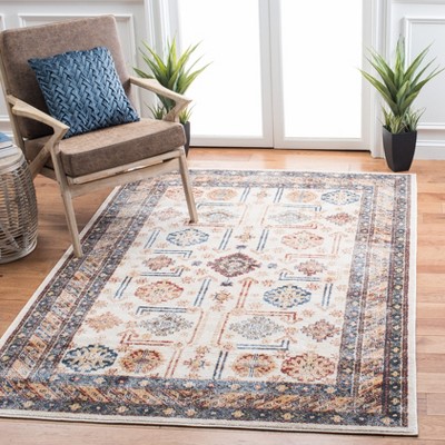 Ivory and Brown Synthetic Hand-knotted Area Rug, 8' x 10'