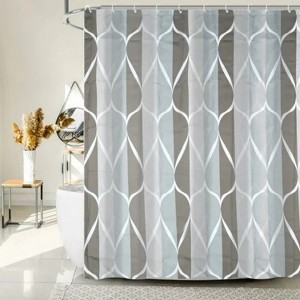 LunaLulinlk Gray Fabric Bathroom Curtain with 12 Hooks - 1 of 4