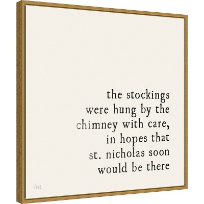 22" x 22" Simple Christmas II Cream Framed Wall Canvas - Amanti Art