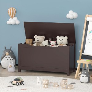 KWPZQEB Kids Wooden Toy Box/Bench with Safety Hinged Lid - Gift for Ages 2+ - 1 of 4