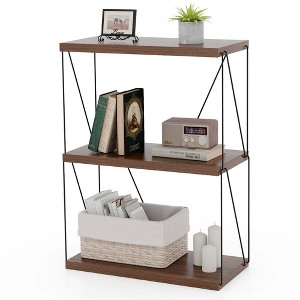 Costway 1/2 PCS 3-Tier Multipurpose Display Rack Storage Shelving Unit with Metal Frame Walnut - 1 of 4