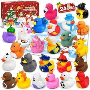 Aoibox 24 Piece Rubber Duck Advent Calendar Christmas Countdown Set Unique Collectible Bath Toys for Boys Girls Kids Holiday Gifts - 1 of 4