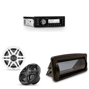 Clarion Marine Boat Audio Upgrade M508 Source Unit, Marine Cover, (1 Pair ) 6.5" Sport Grill Speakers - 1 of 4